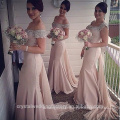 Wholesale Good Quality New Cheap Lace And Beaded formal Long Sheath Mermaid Bridesmaid Dress With Long Ribbon LB21